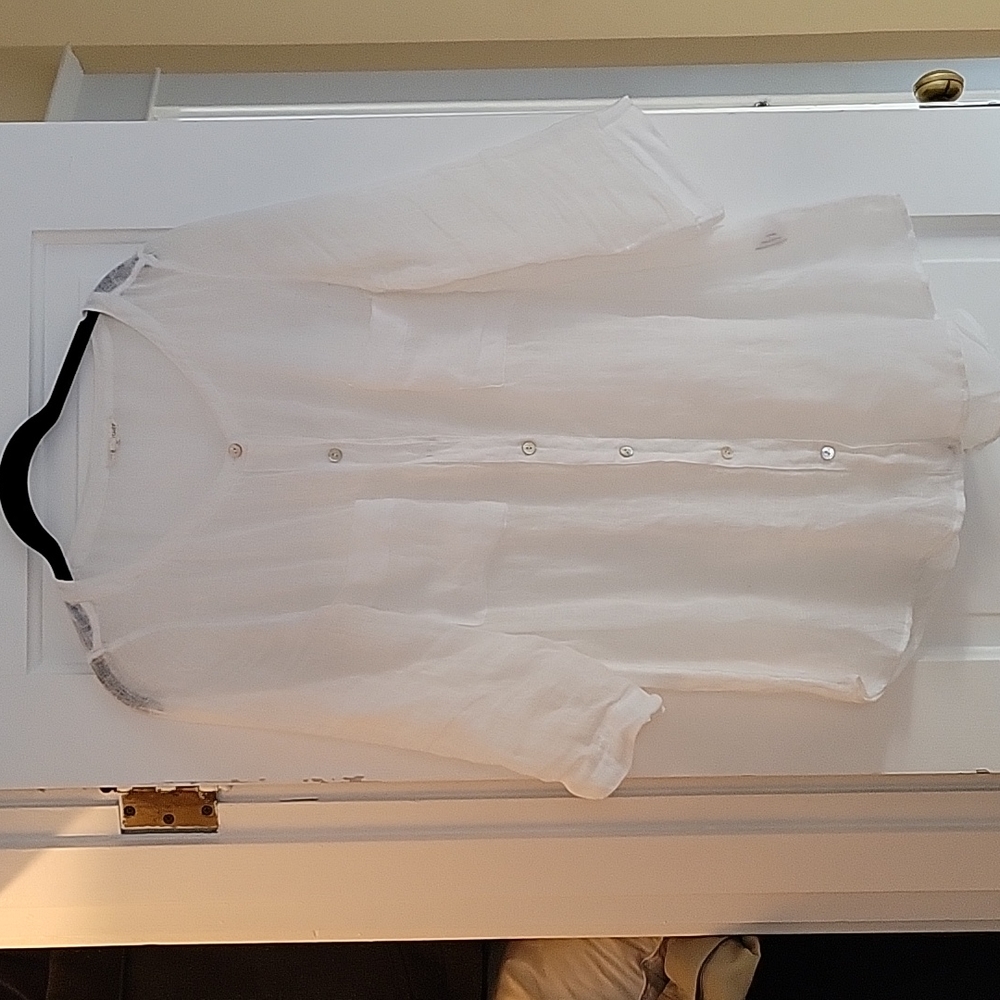 Eileen Fisher Sheer linen blouse cover-up - M
